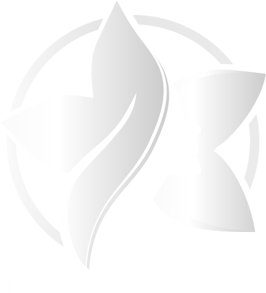 A black and white logo of nature